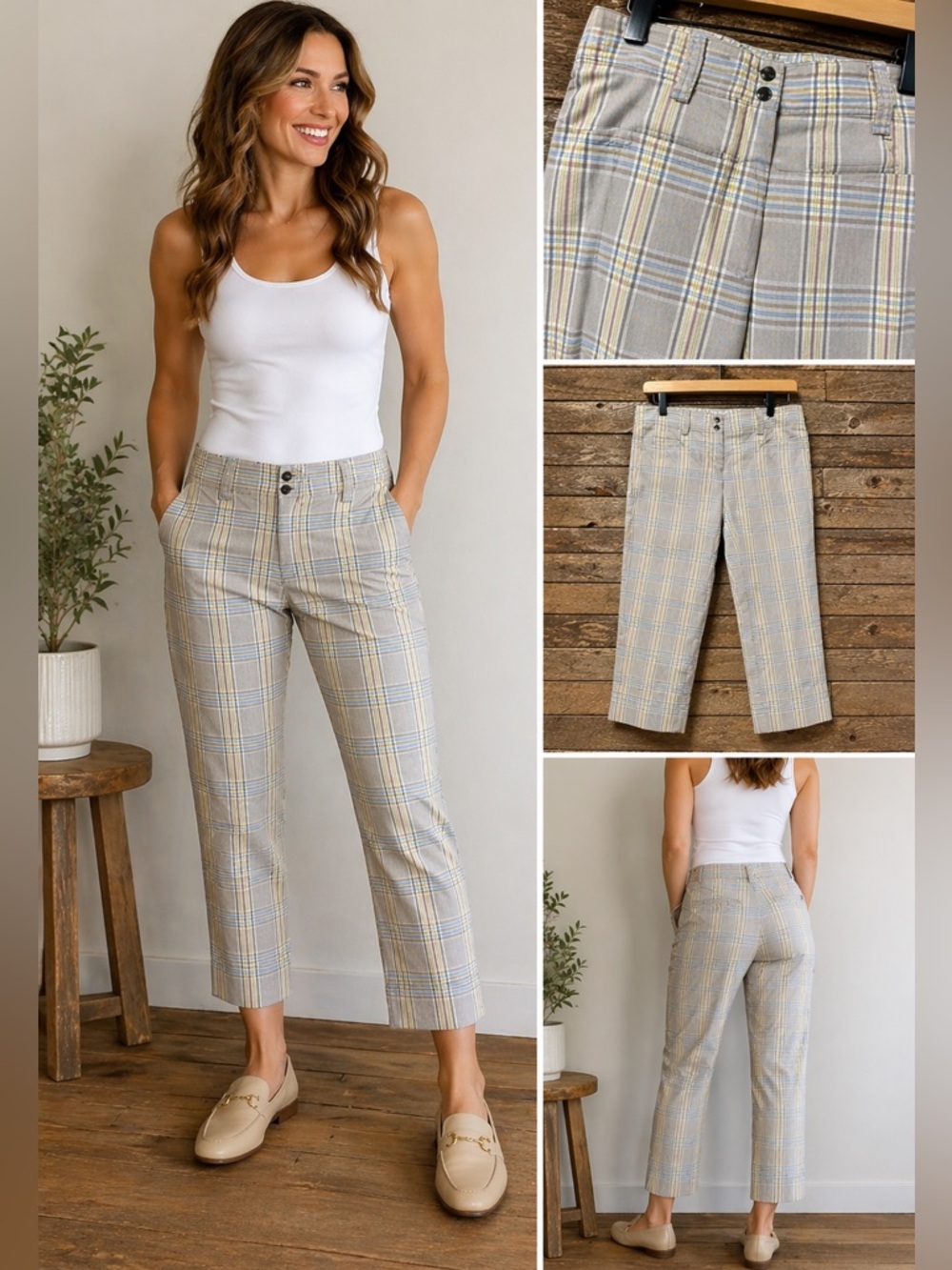 W by Worth Plaid Cropped Ankle Pants Size 4